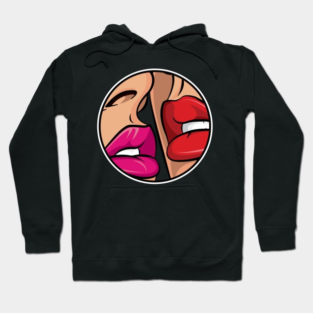 Ruby Red Lipstick Kiss Pop Art Hoodie by Hixon House